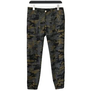 Veronica Beard Field Jogger Pants Size 2 Green Camouflage Wool Blend Rugged